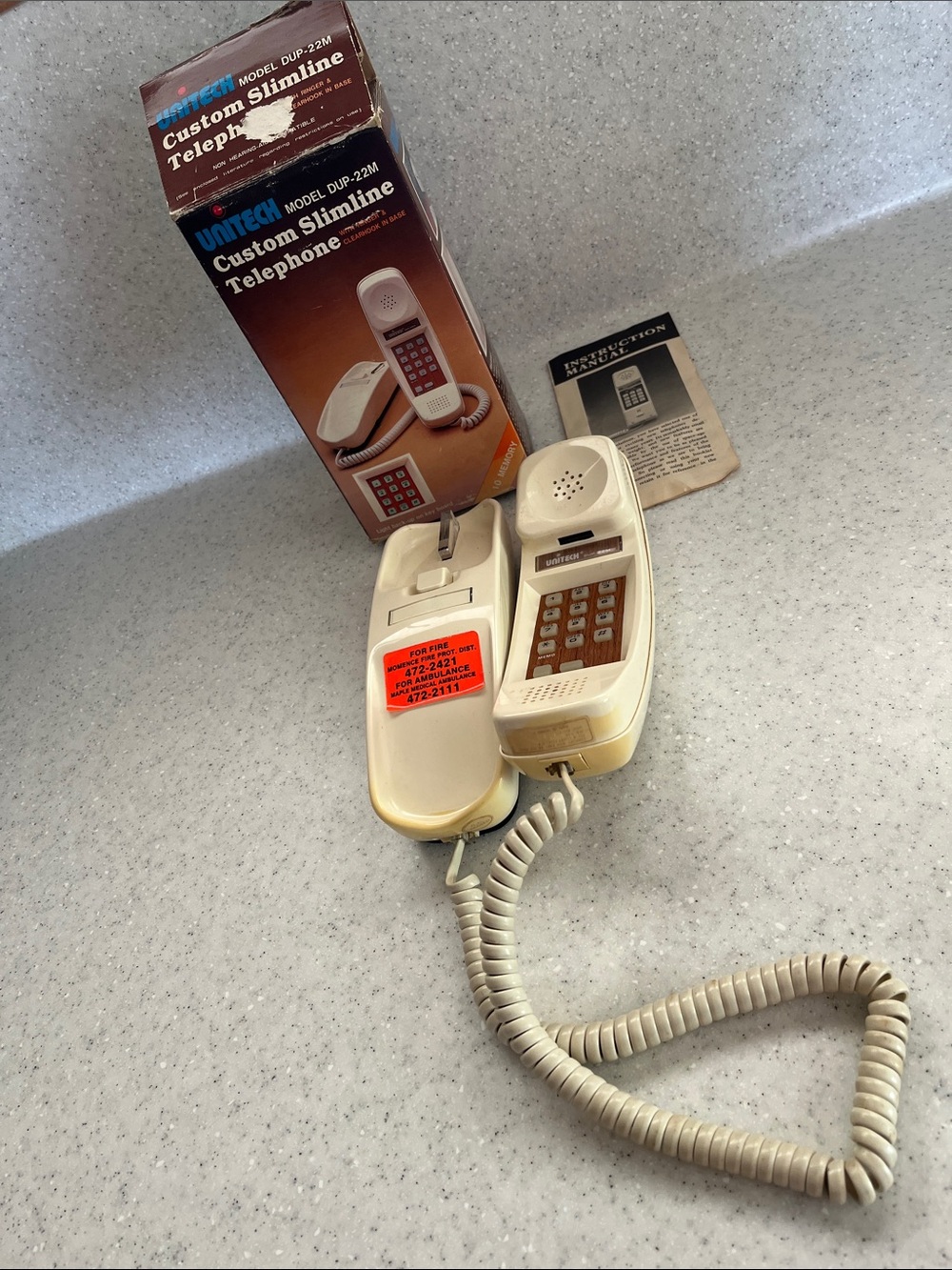 Vtg UNITECH Custom Slimline Telephone Model DUP-22M W/Original Box UNTESTED